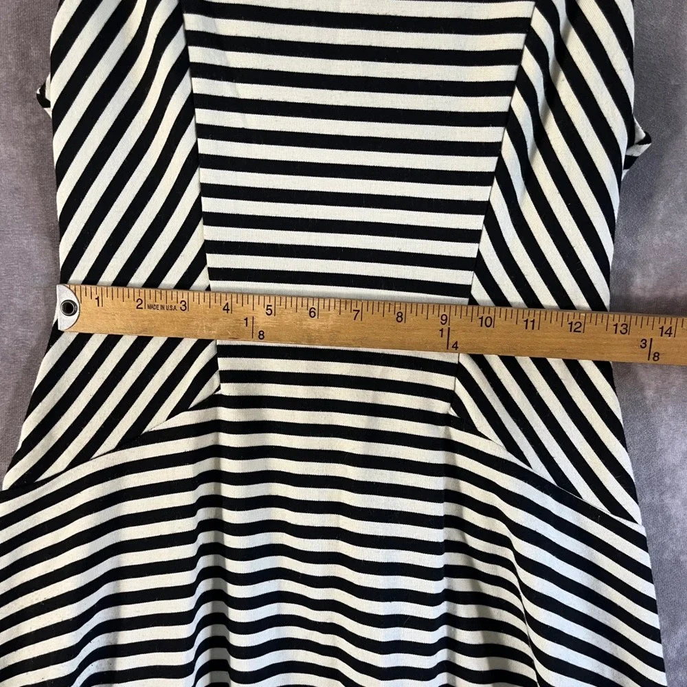Free People Striped Fit and Flare Dress Womens Small Black White Sleeveless Zip